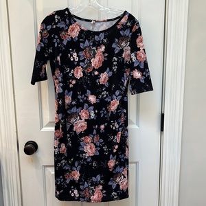 Pink Blush navy floral maternity dress